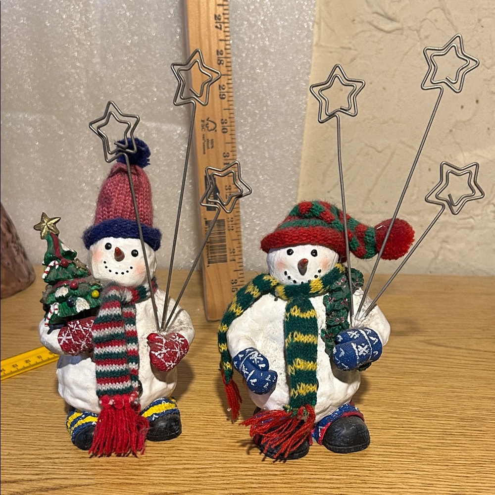 Vintage Snowmen card holders, set of 2!